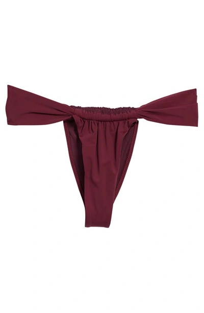 House Of Cb Athens Ruched High-rise Bikini Bottoms In Prune