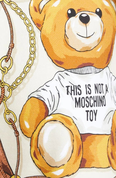 Shop Moschino Teddy Bear Scarf Print Cotton Shorts In Fantasy Print Ivory