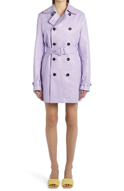 Shop Bottega Veneta Nappa Leather Trench Coat In Wisteria