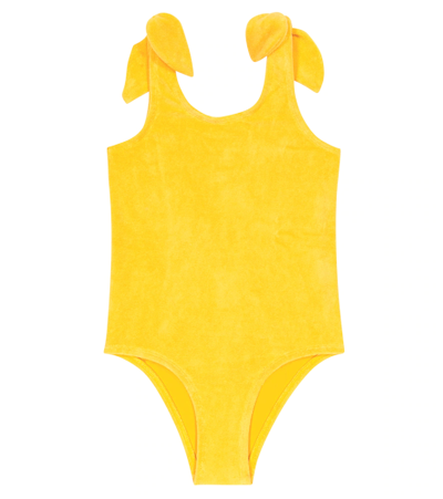 Shop Zimmermann Jeannie Cotton Terry Swimsuit In Mustard