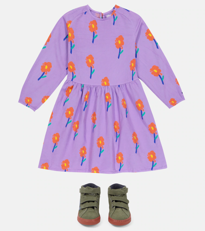 Shop Bobo Choses Floral Cotton Dress In Purple
