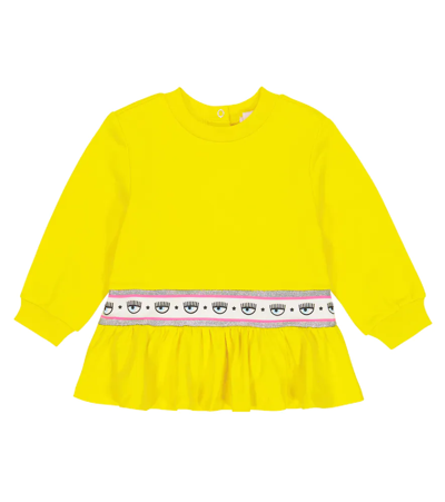 Shop Monnalisa X Chiara Ferragni Baby Jersey Sweatshirt Dress In Blazing