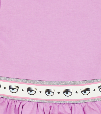 Shop Monnalisa X Chiara Ferragni Baby Jersey Sweatshirt Dress In Violet Tulle