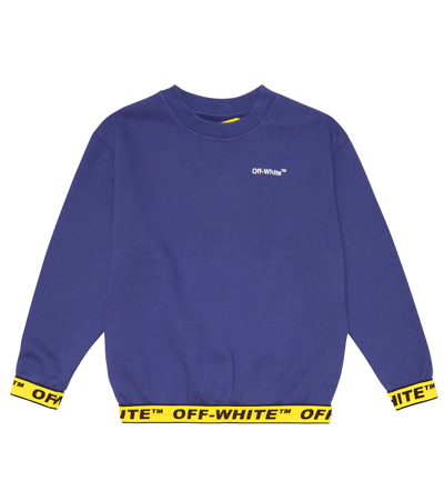 Shop Off-white Logo Cotton Jersey Sweatshirt In Blue Yell