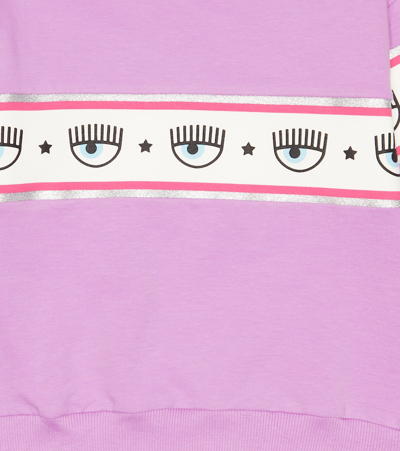 Monnalisa X Chiara Ferragni Eye-motif Jersey Sweatshirt In Violet Tulle