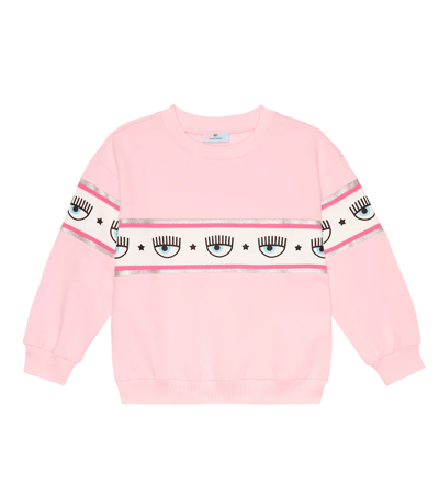Shop Monnalisa X Chiara Ferragni Eye-motif Jersey Sweatshirt In Pink