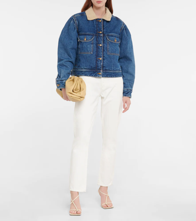 Blazé Milano Blaze Milano 'shire Sapphire' Denim Jacket With Teddy Fleece Lining In Blue