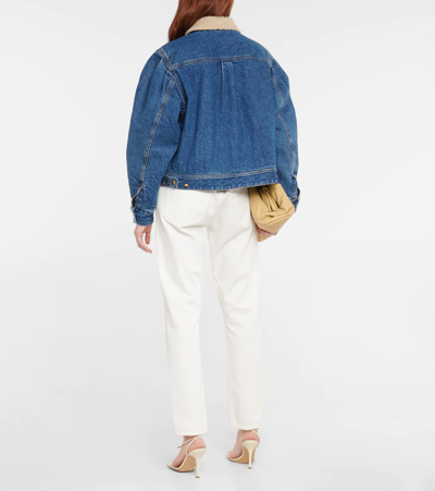 Blazé Milano Blaze Milano 'shire Sapphire' Denim Jacket With Teddy Fleece Lining In Blue