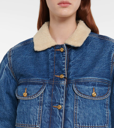 Blazé Milano Blaze Milano 'shire Sapphire' Denim Jacket With Teddy Fleece Lining In Blue