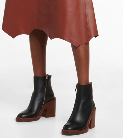 Shop Chloé May Leather Ankle Boots In Black