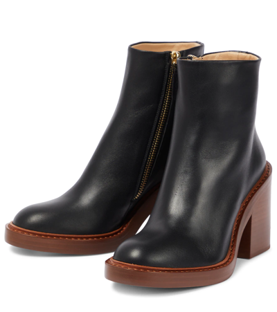 Shop Chloé May Leather Ankle Boots In Black