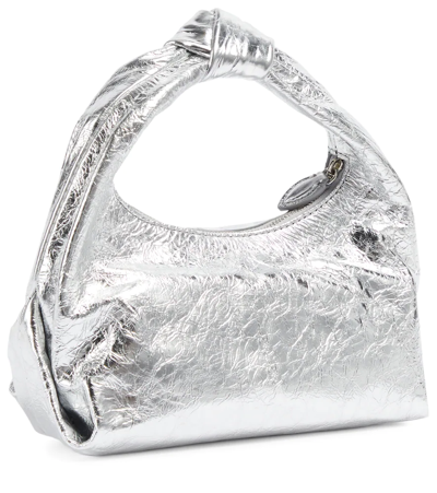 Shop Khaite Beatrice Small Leather Shoulder Bag In Silver