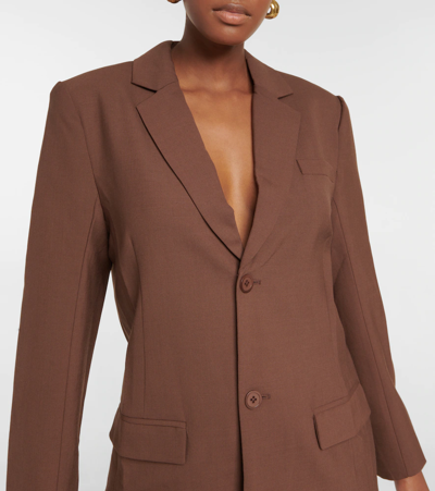 Sir Adrian Padded-shoulder Single-breasted Woven Blazer In Chocolat