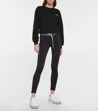 Shop Off-white Logo-jacquard Low-rise Leggings In Black