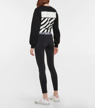 Shop Off-white Logo-jacquard Low-rise Leggings In Black