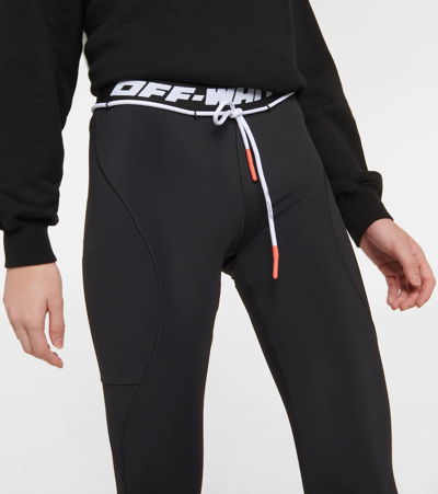 Off-white Black Leggings With Logo And Drawstring In Stretch Polyamide Woman In Black