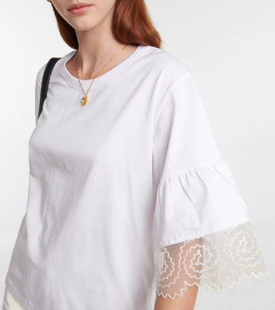 Shop See By Chloé Embroidered Cotton T-shirt In White