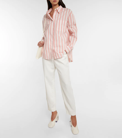 Shop The Frankie Shop Lui Striped Cotton Shirt In Pink Stripe