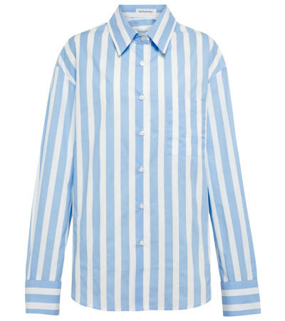 Shop The Frankie Shop Lui Striped Cotton Shirt In Blue Stripe
