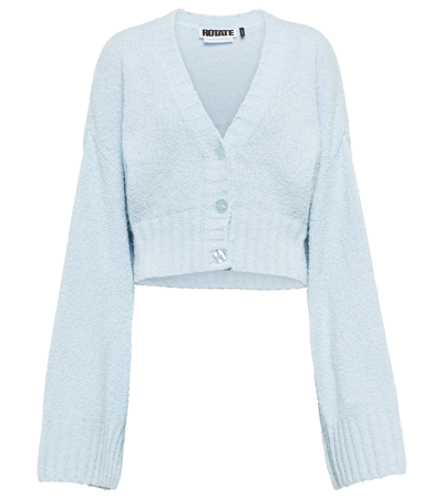 Shop Rotate Birger Christensen Ninia Cotton-blend Cardigan In Frost Blue