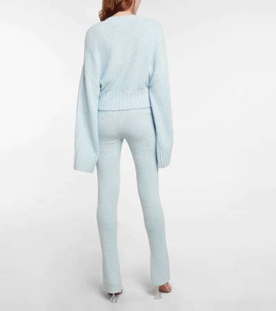 Shop Rotate Birger Christensen Ninia Cotton-blend Cardigan In Frost Blue