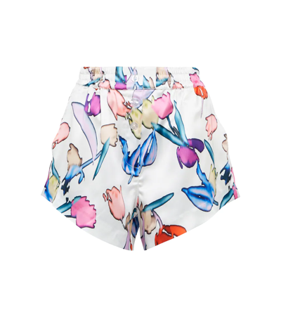 Shop Rotate Birger Christensen Ponisan Printed High-rise Shorts In Bright White Combo