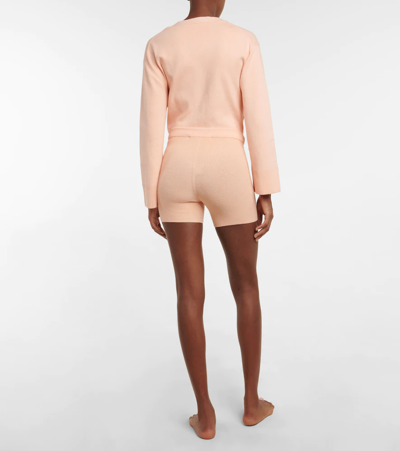 Shop Live The Process Arch Ribbed-knit Biker Shorts In Pink Moon