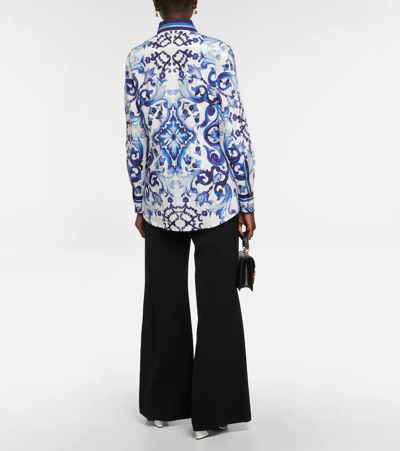 Shop Dolce & Gabbana Printed Cotton Poplin Shirt In Tris Maioliche F.bco