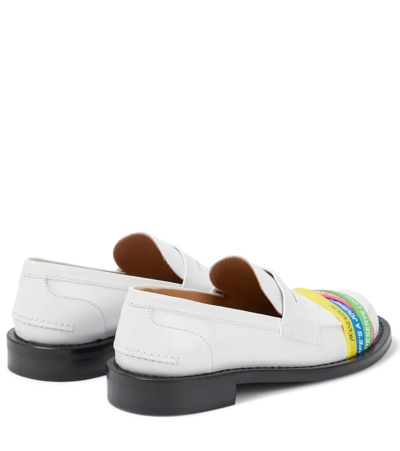 Shop Jw Anderson Elastic-trimmed Leather Loafers In White