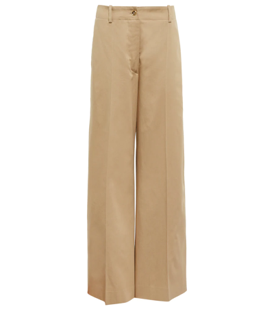 Shop Patou Wide-leg Cotton Gabardine Pants In Sand