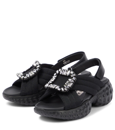 Shop Roger Vivier Viv' Run Embellished Sandals In Nero