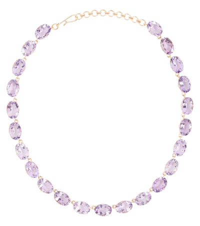Shop Ileana Makri 18kt And 14kt Gold Necklace With Amethysts In 14k Yellow Gold
