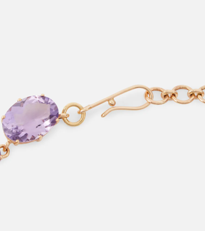 Shop Ileana Makri 18kt And 14kt Gold Necklace With Amethysts In 14k Yellow Gold