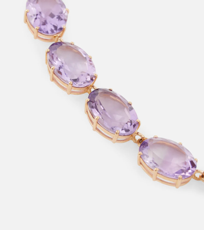 Shop Ileana Makri 18kt And 14kt Gold Necklace With Amethysts In 14k Yellow Gold