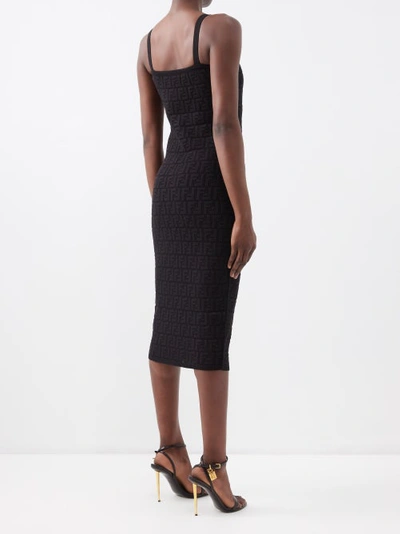 Fendi Logo Embossed Body-con Midi Dress In Black | ModeSens