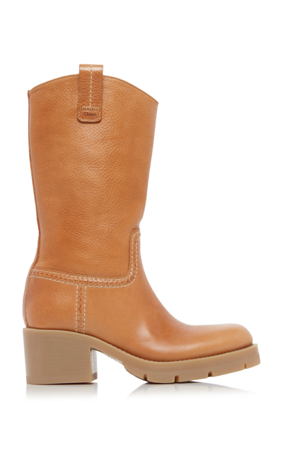 Shop Chloé Neva Leather Boots In Neutral