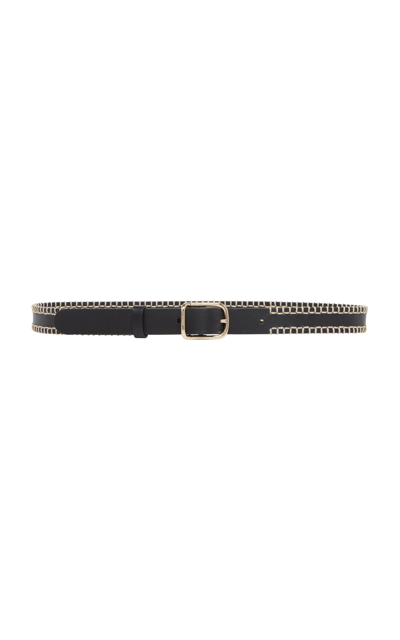 Shop Chloé Women's Louela Stitched Leather Belt In Black