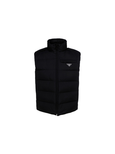 Shop Prada Down Jacket Vest In Black