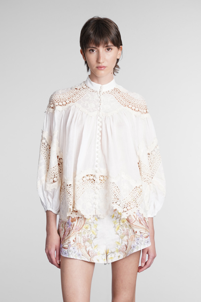 Shop Zimmermann Blouse In White Ramie