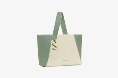 Shop Strathberry S Cabas Mini In White / Green