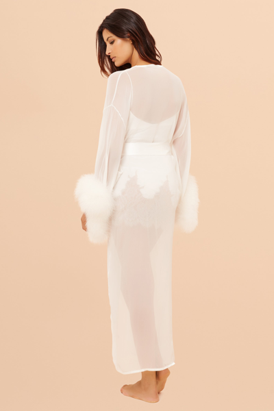 Shop Gilda & Pearl Diana Silk And Marabou Feather Long Robe