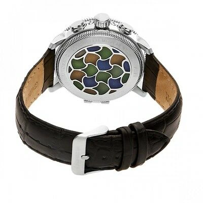 Pre-owned Heritor Automatic Aura Men's Semi-skeleton Black Leather Silver Watch Hr3501