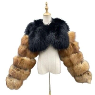 Pre-owned Handmade Real Fox Fur Shrug Cropped Blazer Cape Bolero Short Jacket All Sizes & Custom In Natural And Dyed Colors