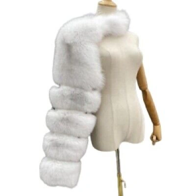Pre-owned Handmade Real Fox Fur Single Sleeve With Neck  Custom Made Bespoke Made To Order In Natural And Dyed Colors