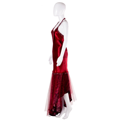 Pre-owned Amira Di Transilvania Women Clothing Summer Dress Fashion Couture Brand Long Maxi Silk Tile Fabric Red