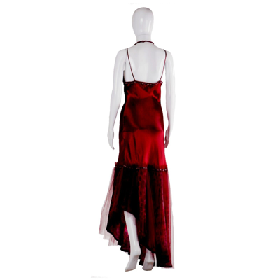 Pre-owned Amira Di Transilvania Women Clothing Summer Dress Fashion Couture Brand Long Maxi Silk Tile Fabric Red