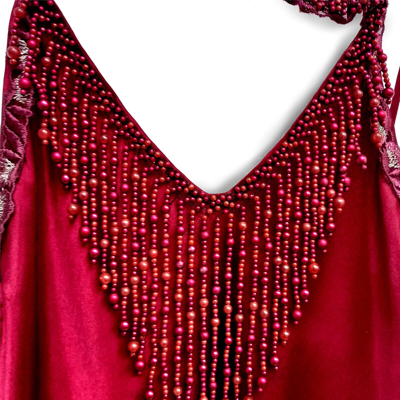 Pre-owned Amira Di Transilvania Women Clothing Summer Dress Fashion Couture Brand Long Maxi Silk Tile Fabric Red