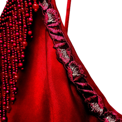 Pre-owned Amira Di Transilvania Women Clothing Summer Dress Fashion Couture Brand Long Maxi Silk Tile Fabric Red