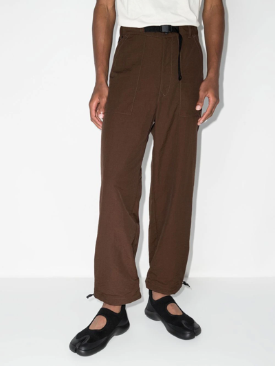 Shop Undercover Belted Straight-leg Trousers In Braun