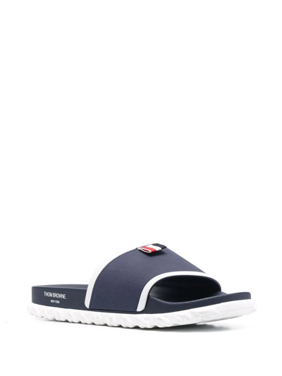 Shop Thom Browne Cable-sole Slides In Blau